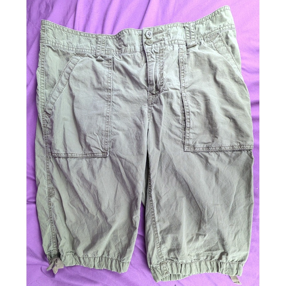 Vintage Polo Jeans Co Womens Sz 6 Army Green Cargo Shorts 100% Cotton Y2K